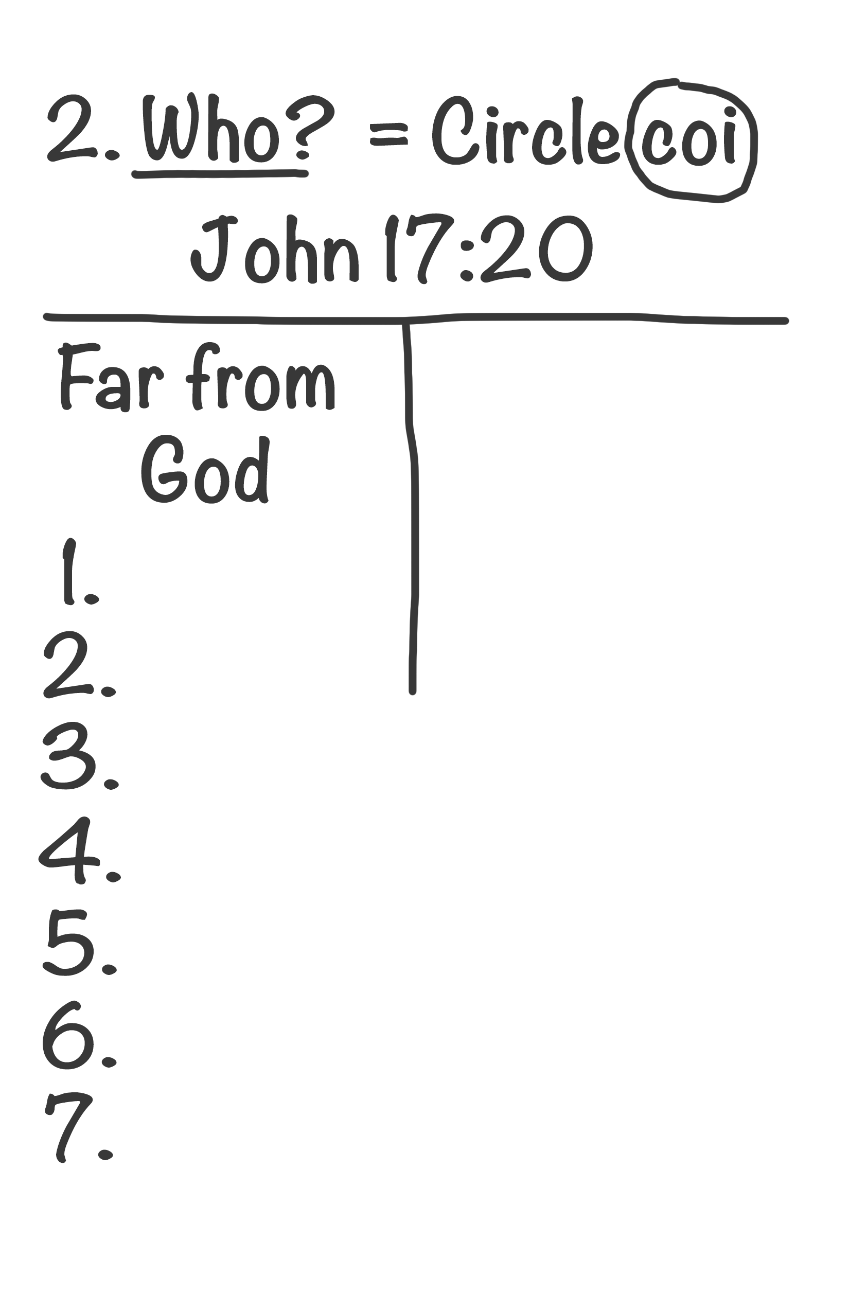 Who? Circle of Influence. John 17:20. Make two lists. Far from God.