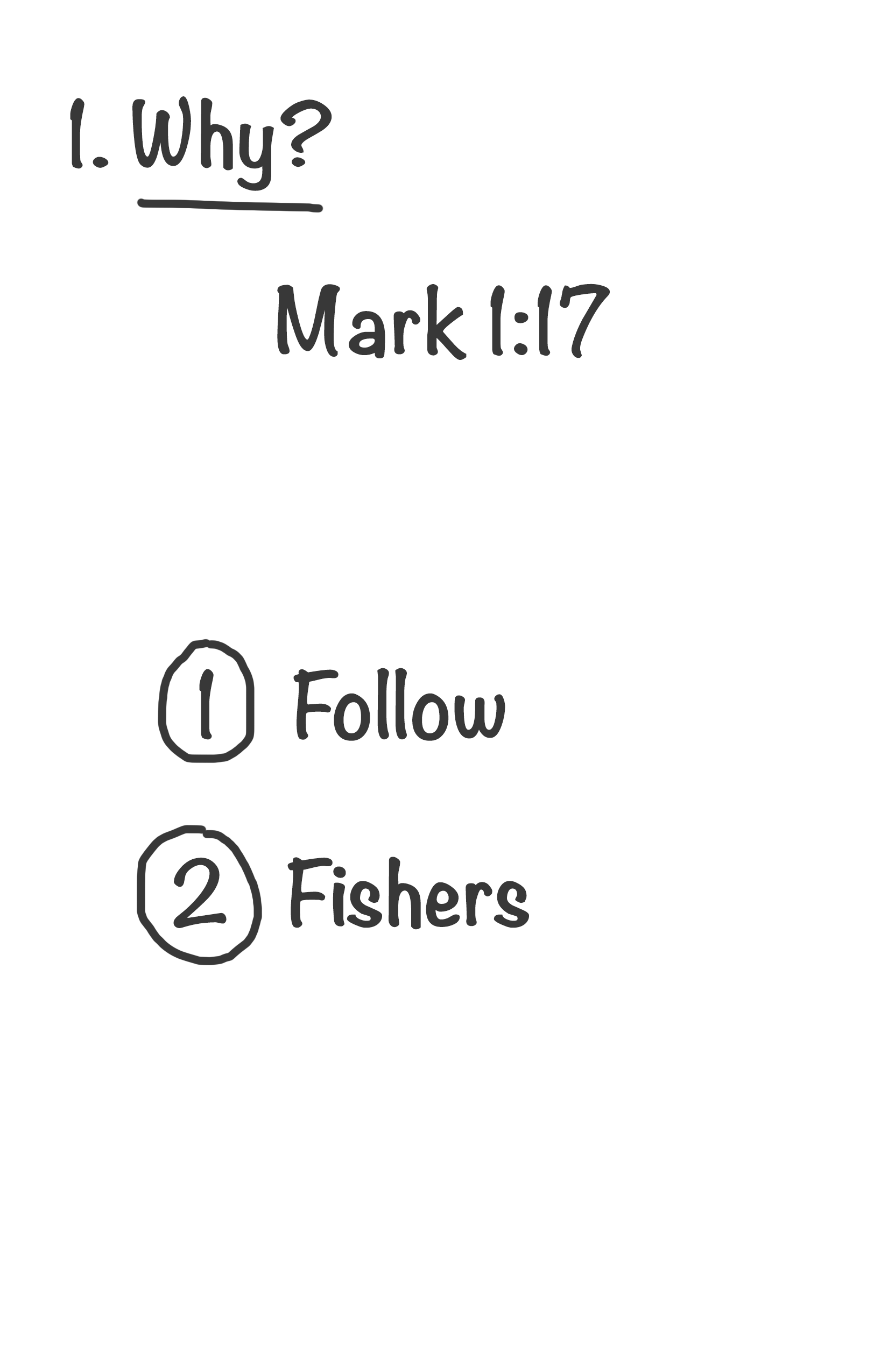 Why? Mark 1:17. Follow. Fishers.